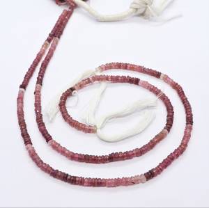 ลูกปัดทัวร์มาลีนสีชมพูทรงรอนเดลล์ขนาด 4 มม. ลูกปัดพลอยทัวร์มาลีนสีชมพูไล่เฉดสี 13 นิ้ว ลูกปัดทัวร์มาลีนทรงรอนเดลล์สีชมพูแบบแตงโม - Product Image 4