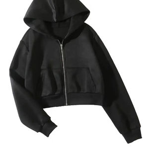 Sweat à capuche zippé pour femme, 100% coton canvas, manches longues, coupe ample, décontracté, tendance, haute qualité, hiver - Product Image 2