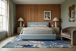 Modern Abstract Area <b>Rug</b> Rectangle Wool Tencel <b>Hand</b> <b>Tufted</b> High Pile Thick Latex Backing Anti-Shed Anti-Stain Bedroom Use - Product Image 1