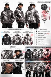 Chaqueta cortavientos moderna personalizada con capucha y cremallera, de nailon lavado con estampado vintage, ligera, que cambia de color, a prueba de viento, para escalada, para hombre. - Product Image 4