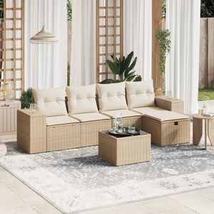 Conjunto de Sofás Modulares Grandes de Ratán Sintético Beige para Jardín, Muebles Modulares Cómodos para Exteriores - Product Image 1