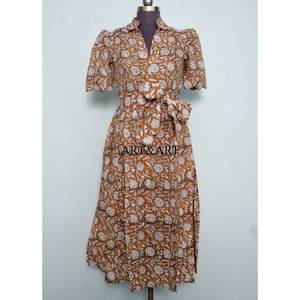 Robe midi élégante vintage à fleurs, tissu doux et confortable, idéale pour le bureau et les occasions professionnelles, design professionnel, coupe trapèze pour femme - Product Image 3