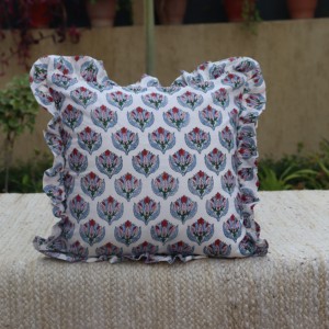 Housse de coussin carrée bohème artisanale 100% coton, imprimée à la main, motif végétal, écologique, durable, douce, personnalisable - Product Image 2