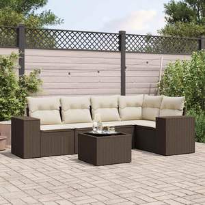 Conjunto de Sofás Modulares Grandes de Ratán PE Marrón para Jardín, Muebles Modulares Elegantes para Exteriores - Product Image 1