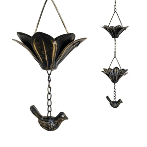 Cadena de Lluvia Decorativa de Metal Plateado con Diseño de Colibrí y Flor para Reemplazo de Bajante de Canalón, Decoración para Jardín y Exteriores del Hogar - Product Image 6