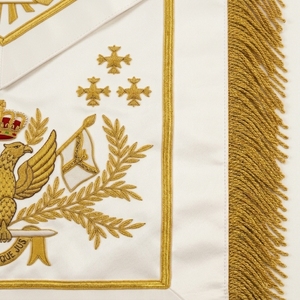 Custom Embroidered Masonic <b>Apron</b> with Gold Fringe & Eagle Emblem – Classical Ceremonial Freemason Regalia Fabric Accessory - Product Image 5