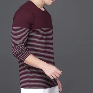 เสื้อยืดแขนยาวผู้ชายทรงเรกูลาร์สไตล์ฮิปฮอปสีพื้นลำลอง คอโอ ผ้าฝ้ายใส่สบาย - Product Image 2