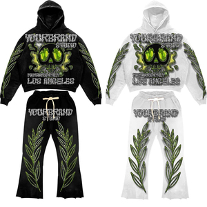 Ensemble de survêtement unisexe streetwear à capuche, manches longues, imprimé, en coton, pour adulte, coupe ample, automne - Product Image 5