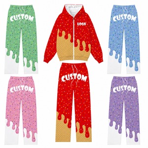 Autumn Joggers Sets Wholesale Men's <b>Polyester</b> <b>Hoodie</b> Jacket Zipper Design Pattern Custom Sublimation Tracksuits - Product Image 3
