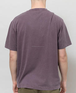 T-shirt d'été à col rond pour homme 100% coton tricoté 260g respirant avec logo frontal uni 2026 Vente en gros - Product Image 2