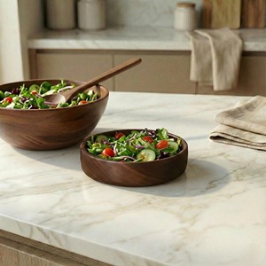จานไม้วอลนัท ชามไม้ จานอาหารค่ำ ชามไม้สำหรับโต๊ะอาหาร - Product Image 3