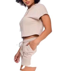 เสื้อยืดแขนสั้นสไตล์วินเทจลายฟอกสีสุดฮิต พร้อมกางเกงเอวสูงทรงขาดๆ เข้าชุดสำหรับผู้หญิง ชุดฤดูร้อน - Product Image 2