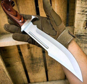 Cuchillo Bowie de Caza con Hoja Dentada de Acero Inoxidable Hecho a Mano, Mango de Madera de Palisandro, Personalizado al por Mayor OEM ODM PRESTIGE BLADES - Product Image 2