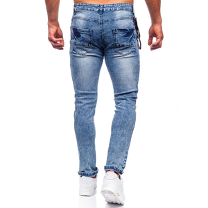 <b>Men</b> Slim Fit Blue Denim Jeans <b>Stretch</b> Casual Pants Comfortable Cotton Streetwear Fashion Clothing Supplier - Product Image 4