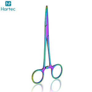 Ensemble de pinces de pêche en titane arc-en-ciel avec étui en cuir, pinces hémostatiques à mâchoires courbées et droites, extracteur d'hameçons profonds, équipement de pêche - Product Image 3