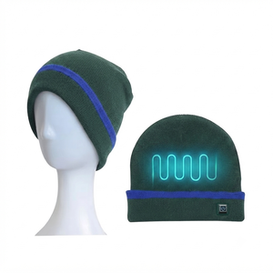 Heated Rechargeable Winter Thermal Beanie Hat Electric Warmth Knit Skull Cap Outdoor Ski <b>USB</b> Battery <b>Heating</b> Green 100% Men's - Product Image 1
