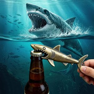 Handmade Brass Shark <b>Bottle</b> Opener Keychain Nautical <b>Ocean</b> Fish Beer <b>Bottle</b> Opener Gift Brass Handicraft Brass Bar tools opener - Product Image 2