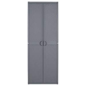 Grand meuble de rangement de jardin en polypropylène gris, résistant à l'eau, pour extérieur - Product Image 3