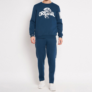Luxury Custom Men's Unisex Winter Casual Solid Crewneck Sweat Suit Tracksuit with Custom <b>Embroidery</b> Logo 100% Polyester - Product Image 1