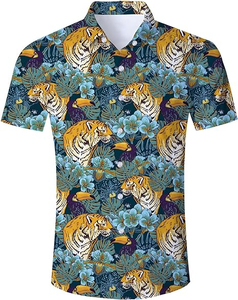 เสื้อเชิ้ตผู้ชายแขนสั้นผ้าป๊อปลินถักลายพิมพ์ลำลอง ระบายอากาศได้ดี เหมาะสำหรับฤดูร้อน ติดกระดุม ผลิตจากโพลีเอสเตอร์/คอตตอน น้ำหนัก 140 กรัม - Product Image 4