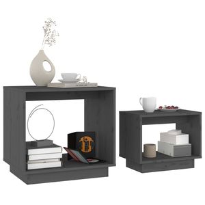 Petite table basse empilable en pin massif gris - Product Image 3