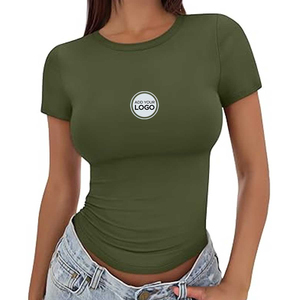 Camisetas de Mujer Heather Y2K con Cuello Redondo, Manga Tres Cuartos, Corte Ajustado y Suave - Product Image 5