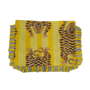 Sac fourre-tout à rayures de tigre imprimé en blocs fait main-Mode durable jaune - Product Image 1