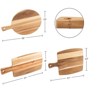 Tablas de Cortar de Madera Rectangulares con Asa, Tabla de Cocina de Madera Maciza, Paquete Combinado - Product Image 2