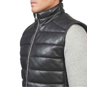 Black <b>Leather</b> Puffer Vest for Men Stylish <b>Sleeveless</b> <b>Jacket</b> Warm Outerwear Perfect for Winter Outdoor Activities Fashion Looks - Product Image 4