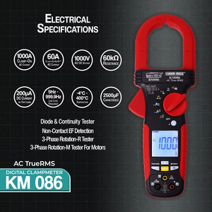 Pinza Amperimétrica Digital de 1000A AC TRUE RMS con VFD, Detección de Fase, Función AMPTIP para Medición de Baja Corriente y Rotación Trifásica - Product Image 2