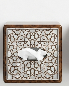 Caja de pañuelos cuadrada hecha a mano de madera y mármol natural, soporte decorativo vintage para servilletas, fácil de instalar, para el hogar, la oficina o el café. - Product Image 4