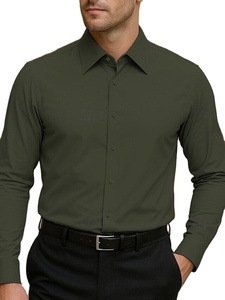 เสื้อเชิ้ตผู้ชายลำลองแบบปกเชิ้ต สไตล์ใหม่ สีพื้น ไม่ต้องรีด ย้อมสีเรียบ กระดุมเดี่ยว สำหรับวัยกลางคน ใส่หน้าร้อน - Product Image 6