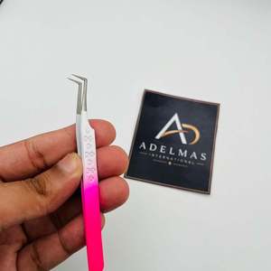 Pinza de pestañas de 90 grados con agarre de doble tono en forma de corazón, de acero inoxidable, con impresión de logotipo personalizado, instrumento de belleza - Product Image 3