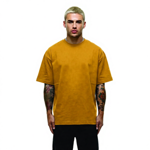 T-shirt en coton noir surdimensionné pour homme, manches courtes, col rond, jersey uni décontracté - Product Image 3