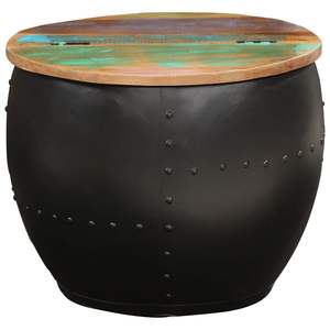 Tavolino da caffè multicolore in legno massello di recupero con struttura in acciaio, dimensioni 20,9x16,9 pollici - Product Image 2