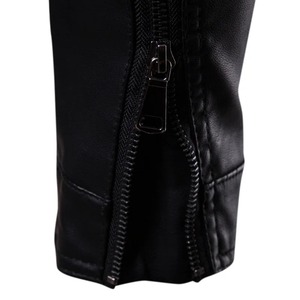 Autumn and Winter New Slim-Fit Lapel Tooling Plus Fleece Thickened Short Leather Jacket Fashion Youth Motorcycle jacket for <b>men</b> - Product Image 3