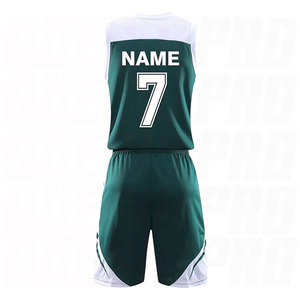 Vêtements de basketball personnalisés en gros, uniforme de basketball pas cher avec logo, sublimation, respirant, ensemble maillot et short vert foncé - Product Image 2