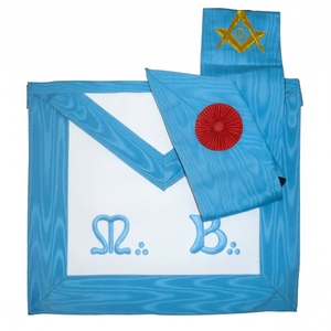 Ensemble de tablier de Maître Maçon M. B. Sash Rite Français, broderie machine professionnelle, dentelle, épingle de sûreté, maçonnique cérémoniel de qualité supérieure - Product Image 1