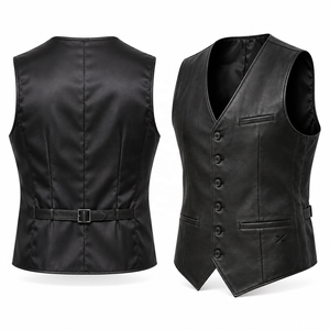 Chalecos de Cuero Formales y Estilo Traje para Hombre |   Gris Negro Borgoña Marrón Azul |   Fabricante OEM ODM |   Diseño de Calidad Premium | - Product Image 3