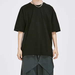 T-shirt oversize à épaules tombantes, coupe décontractée, col rond, manches courtes, en coton, streetwear, tee-shirt décontracté pour homme, vêtements d'été, t-shirt uni - Product Image 1