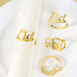 Elegante anillo decorativo para servilletas de acero inoxidable con acabado dorado premium para eventos. - Product Image 3