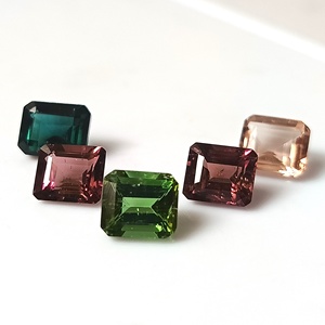 Lot de 5 pierres précieuses en tourmaline zambienne naturelle calibrée, taille émeraude, multicolore pastel, 7x6 mm, 7,60 carats, en vrac - Product Image 1