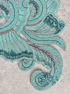 Handmade Embroidered Fabric Table <b>Runner</b> Rectangle <b>Green</b> Leaf Design Luxury Eco-Friendly Durable 5mm Thickness Decorative Mat - Product Image 6