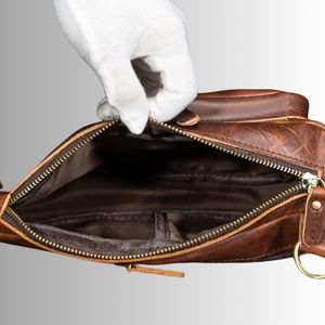 Bolso Bandolera de Cuero Marrón Genuino de Alta Calidad para Hombre - Product Image 4