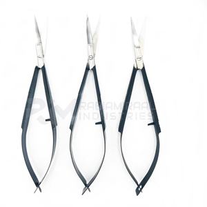 Ciseaux à ressort extra-affûtés russes pour sourcils / Pointe argentée et revêtement noir en poudre - Product Image 5