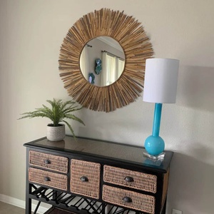 Miroir mural moderne en rotin fait main Orion Handicraft, design soleil, écologique, durable, pour la maison, le salon, miroir décoratif suspendu - Product Image 6