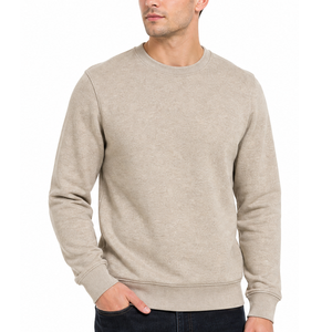 Sweat-shirt à col rond personnalisé pour homme en molleton couleur beige clair, ton neutre - Product Image 1