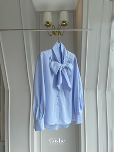 Coshe Laura Floral Vintage estampado floral estilo coreano manga larga pajarita camisa para mujer elegante Casual para oficina de trabajo diario - Product Image 2