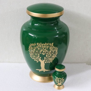 Custom High-End Painted Aluminum Urn Green Tree Aria Design Handcrafted Adult Ashes High Quality Metal Cremation Decorative 10" - Product Image 5