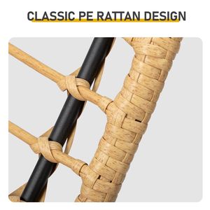 Divano a 2 Posti in Vimini Curvo 133 X 94 X 87cm con Tasche Portariviste e Cuscino Beige, Divani da Giardino - Product Image 6
